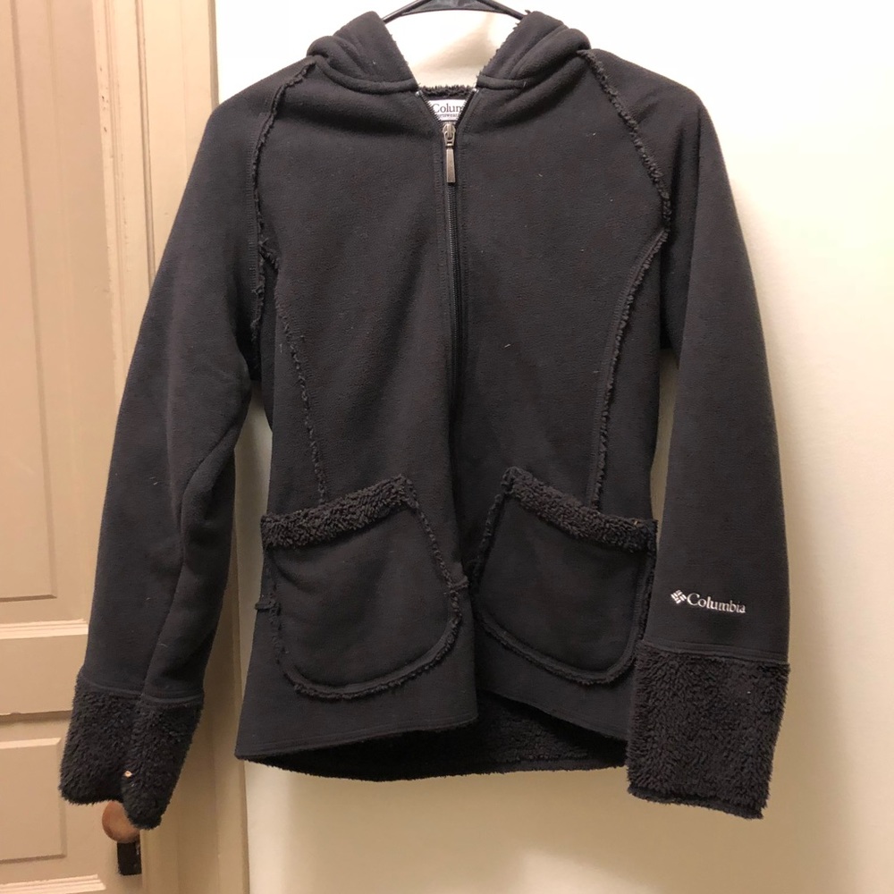 COLUMBIA XS BLACK SHERPA LINED ZIP UP